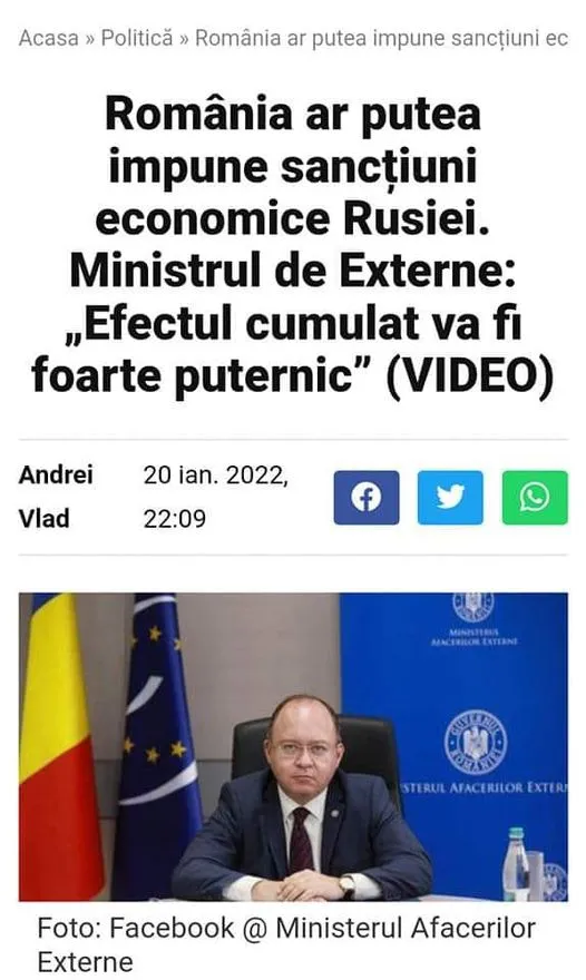 Romania va impune sanctiuni Rusiei